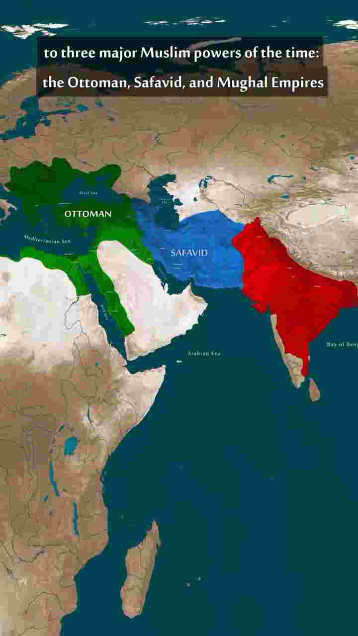 Gunpowder Empires: Ottoman, Safavid and Mughal empires controlled territory from Eastern Europe to the Indian Subcontinent by use of gunpowder from the 16th to the 18th century.