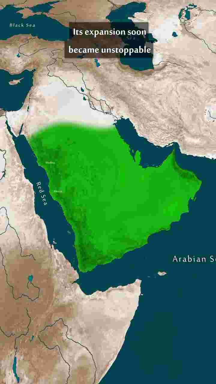 How the Islamic Caliphate became a superpower? Started in Medina in modern Saudi Arabia, took over the whole Arabia Peninsula then westwards the whole North Africa and Iberian Peninsula, to the east expanded across Persia and into India and northwards into Palestine/Israel, Lebanon, Syria and further