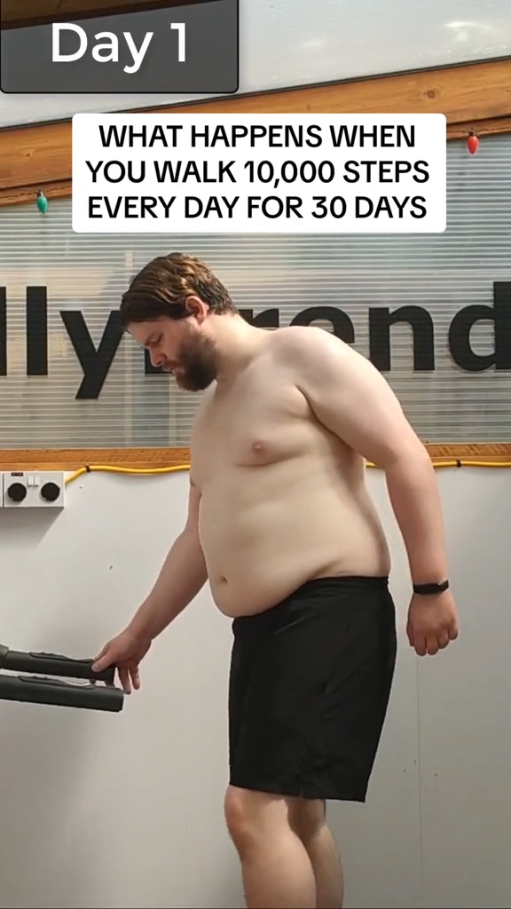 TikToker @backintheday91 walked 10000 steps for 30 days straight. This is how his body changed
