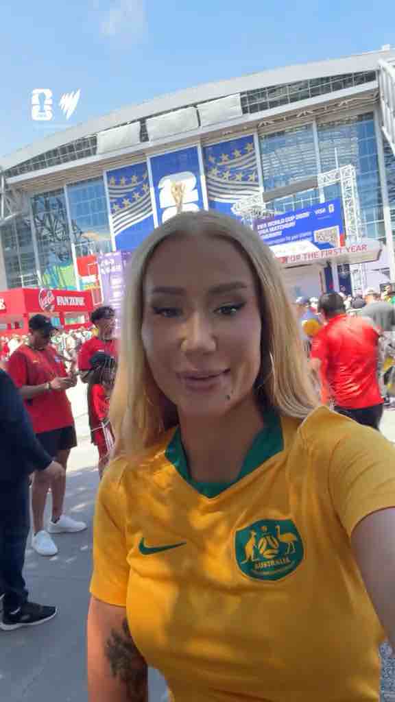 Iggy Azalea message of support to Australian football (soccer) team before their game against Morocco in the World Cup