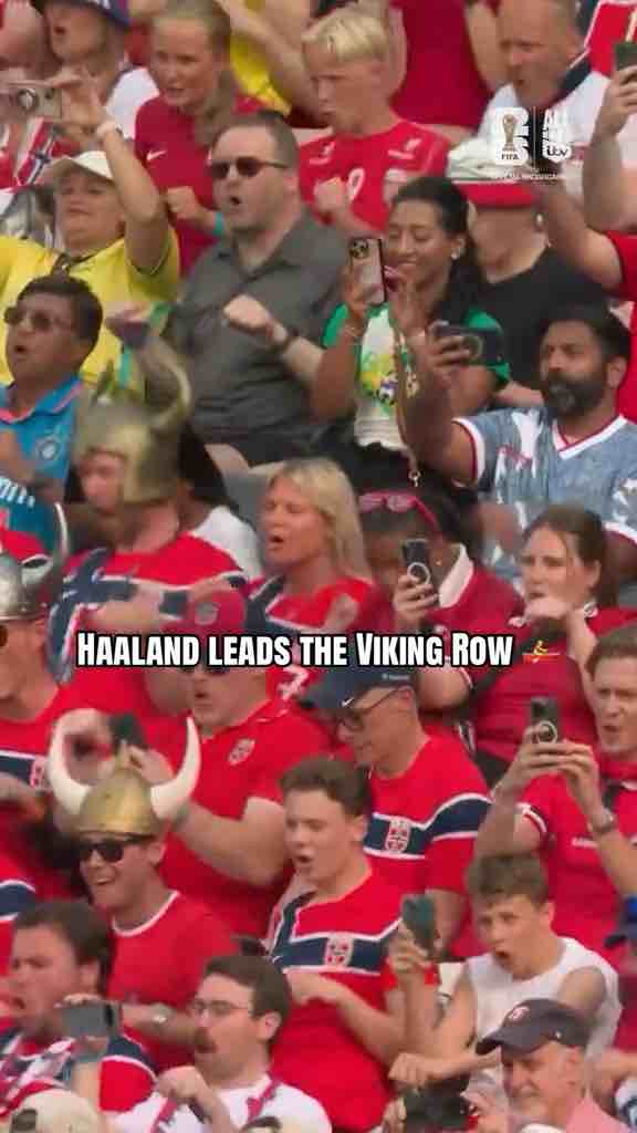 Erling Haaland leads Viking row in stadium after Norway beat Brazil in the FIFA World Cup round of 16