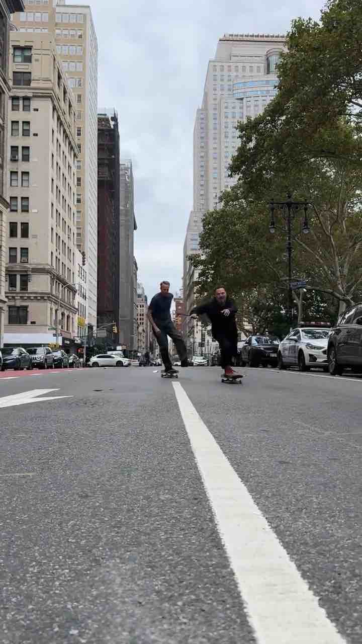 58 year young Tony Hawk skateboarding publicly in New York with Bam Margera to Christmas music and Jay-Z ft Alicia Keys’s Empire State of Mind ❤️🎄🛹 🎵