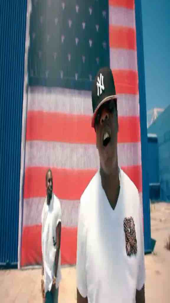 Kanye West and Jay-Z video squeezed to fit portrait mode with Niggas in Paris playing in the background.