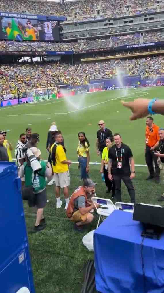 Brazilian football fans asking Jay-Z where is Beyoncé at the Brazil vs Norway World Cup 2026 game