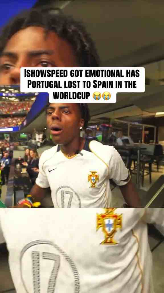 iShowSpeed crying because Portugal got knocked out of the World Cup by Spain.