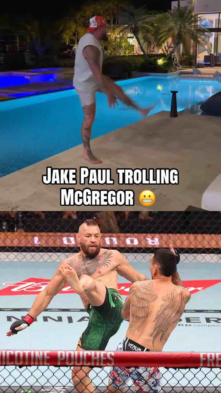 Jake Paul trolling Conor McGregor for his knees giving up at the beginning of the Conor McGregor vs Max Holloway UFC fight
