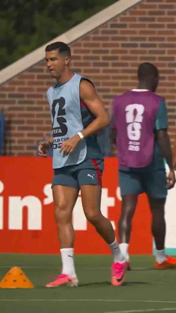 Cristiano Ronaldo warming up before Portugal vs Spain 2026 World Cup game
