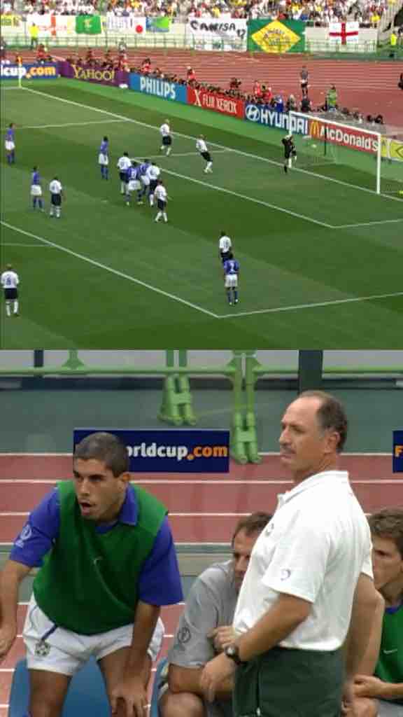 Ronaldinho freekick goal in Brazil vs England game 2002 World Cup quarterfinals