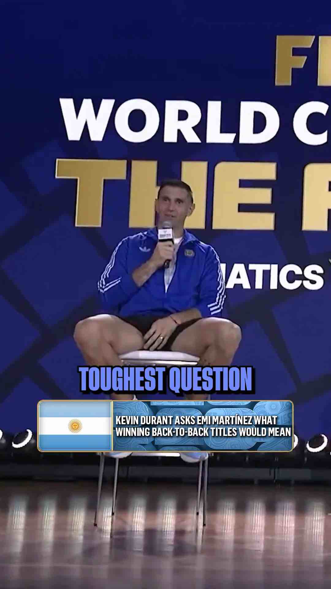 Kevin Durant (NBA and Olympic basketball champion) asks Emi Martinez (FIFA World Cup Champion) what it would mean to him to bring back 2 World Cups to Argentina