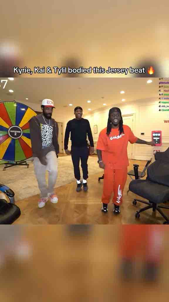 Kyrie Irving and Kai Cenat dancing to Jersey club remix of Heartbroken by T2