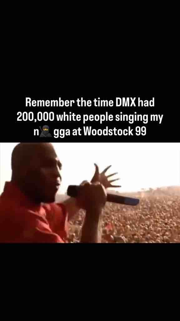 DMX had white people singing the N-word at a concert in Woodstock festival in 1999 held in Rome, New York not Italy.
