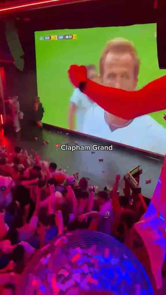 Reactions in London when England scored goals against Norway in the World Cup quarter finals