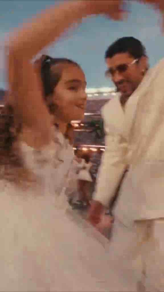 Bad Bunny dancing with Lady Gaga at Super Bowl LX during the half time show (song: Bad Bunny - BAILE INoLVIDABLE)