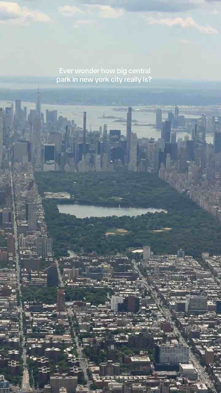 See how big Central Park in New York is: 843 acres (3.41 square kilometers = 1.31 square miles)