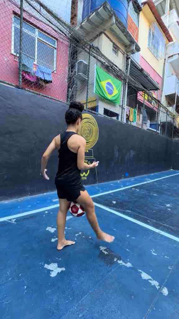Me and my home girls doing football/soccer skills in Brazil