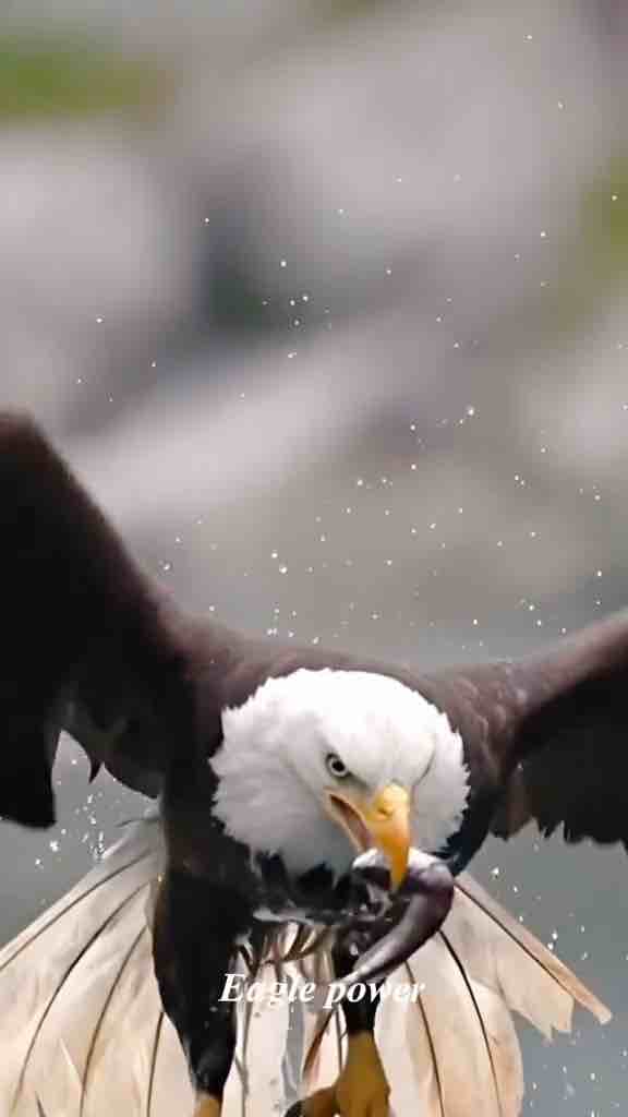 Large/big eagles grabbing fishes from water