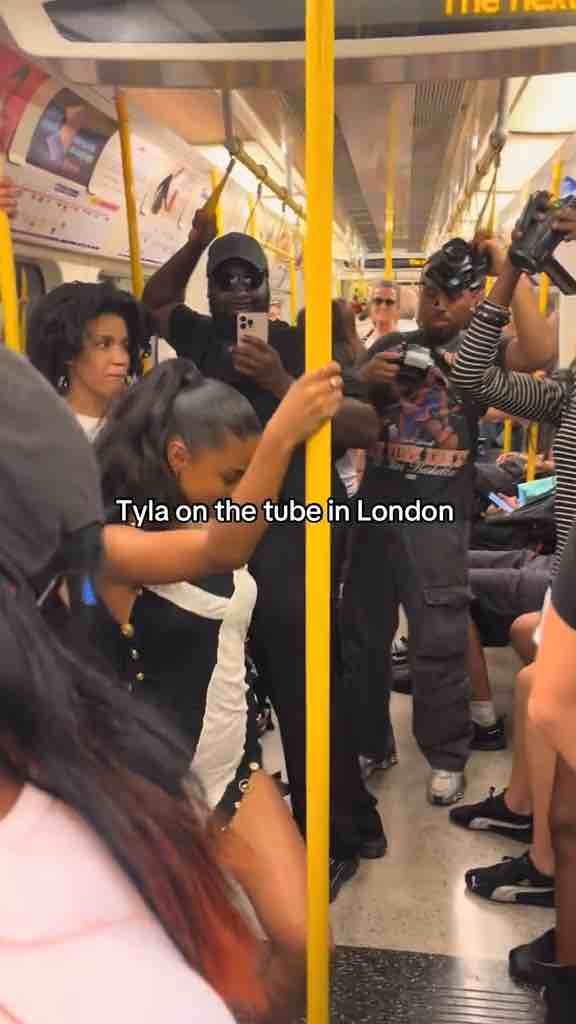 Tyla on a London train look lovely