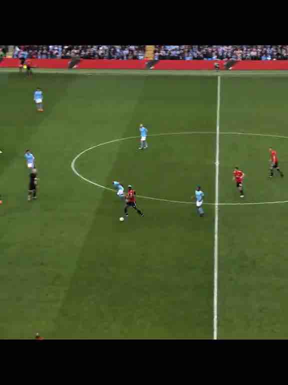 Paul Pogba at Manchester United vs Man City. He scored 2 goals with blue and white hair.