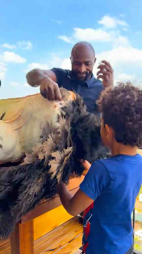 Catching an ostrich and making ostrich burgers video by @ theroamingchef.